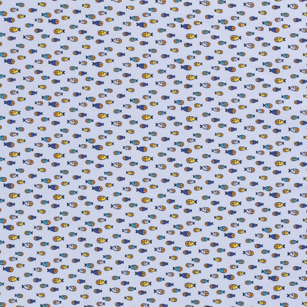 Jersey de Coton tissu poissons Bleu bébé
