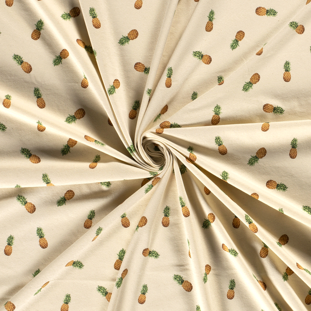 Cotton Jersey Bio Naturel fabric Off White digital printed 