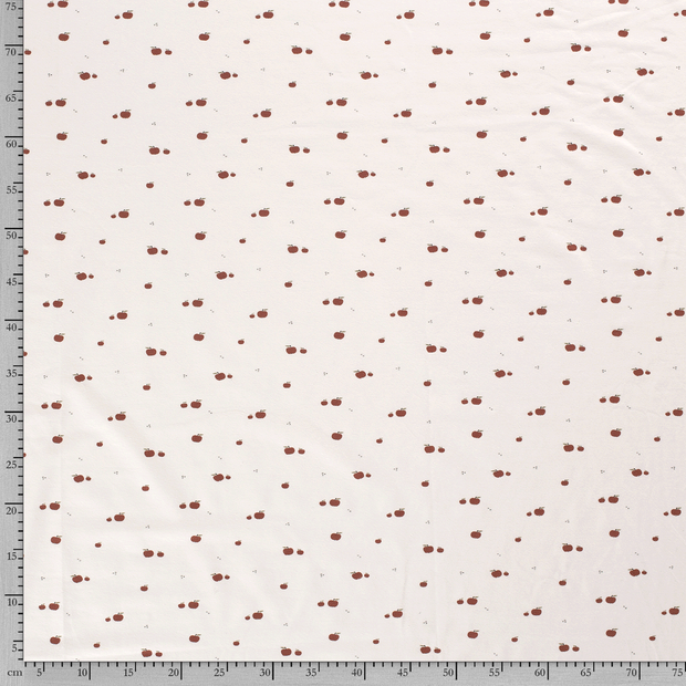 Cotton Jersey fabric Apples Off White