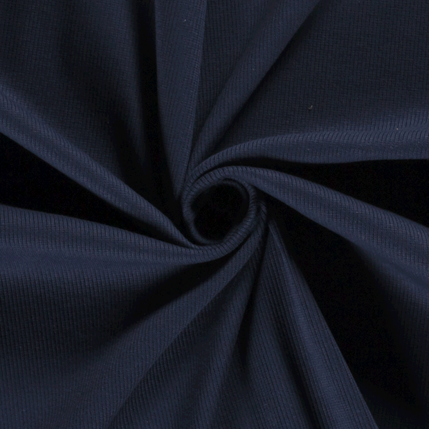 Rib Jersey tissu Unicolore Bleu Marine