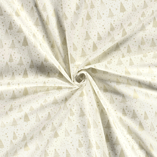 Cotton Poplin fabric Off White printed and foil 