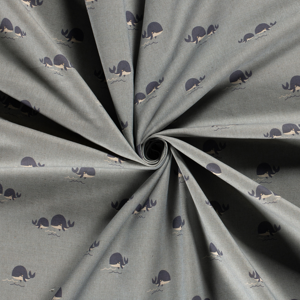 Panama fabric Ice Blue printed 