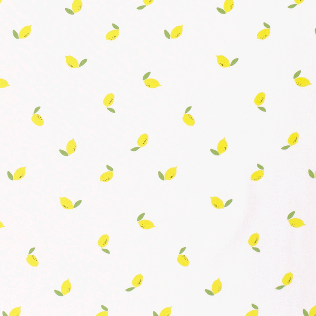 Cotton Poplin fabric Fruits Optical White