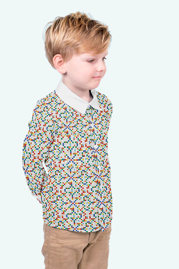 Cotton Poplin fabric Games Optical White