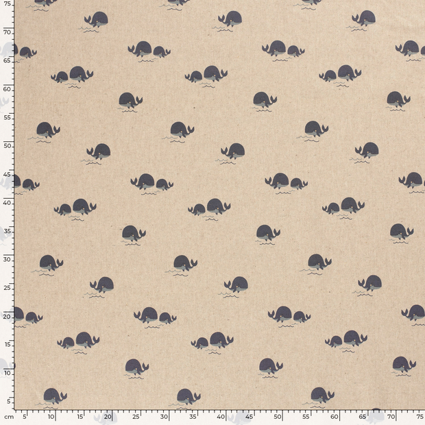 Panama fabric Whales Off White