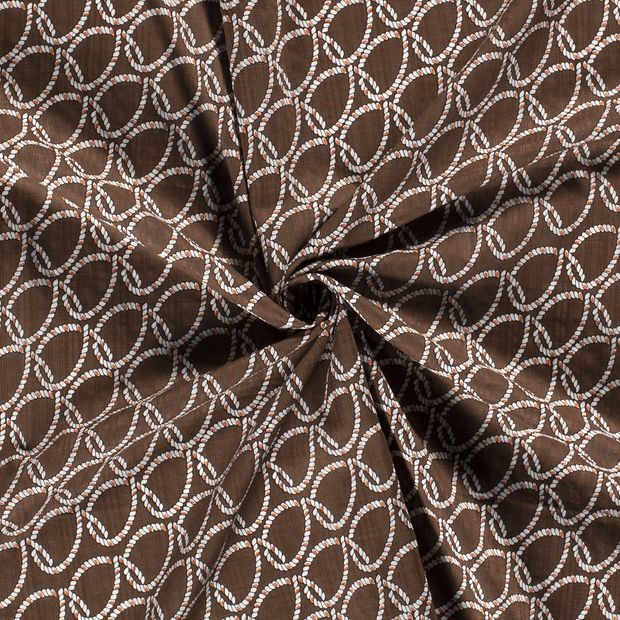 Woven Cotton Viscose fabric Brown slub printed 