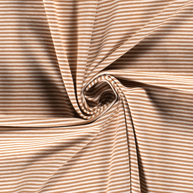 Cotton Jersey Yarn Dyed fabric Stripes Coral
