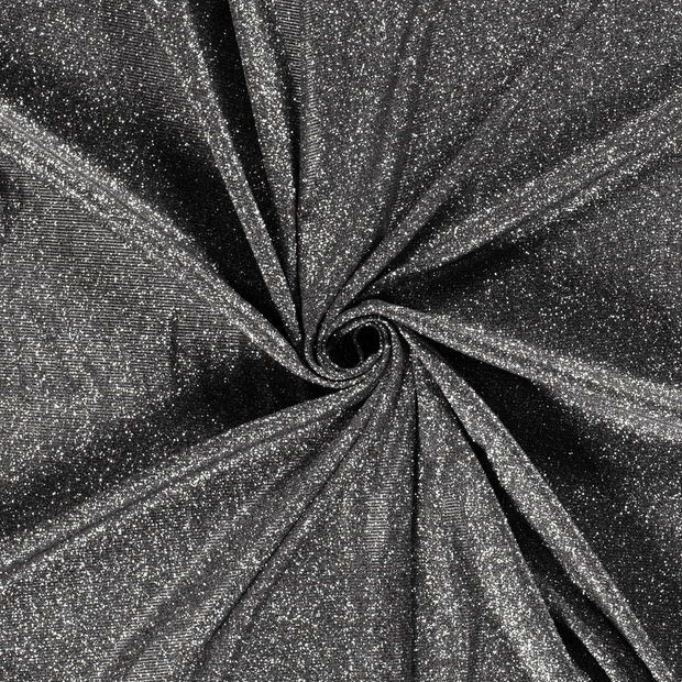 Jersey de Polyester tissu Noir Lurex 