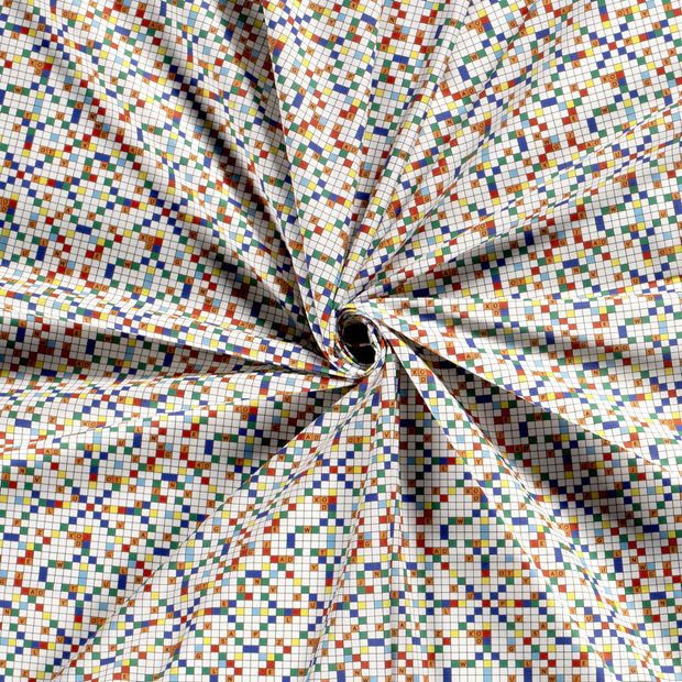 Cotton Poplin fabric Optical White printed 
