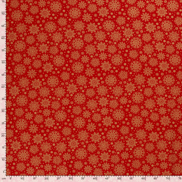 Cotton Poplin fabric Christmas snowflakes 